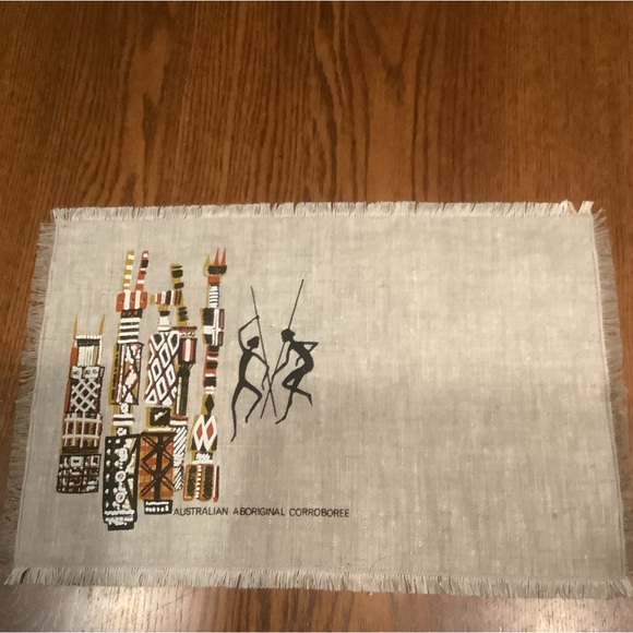 Seven Australian Aboriginal Corroboree Natural Material Placemats - Picture 2 of 11